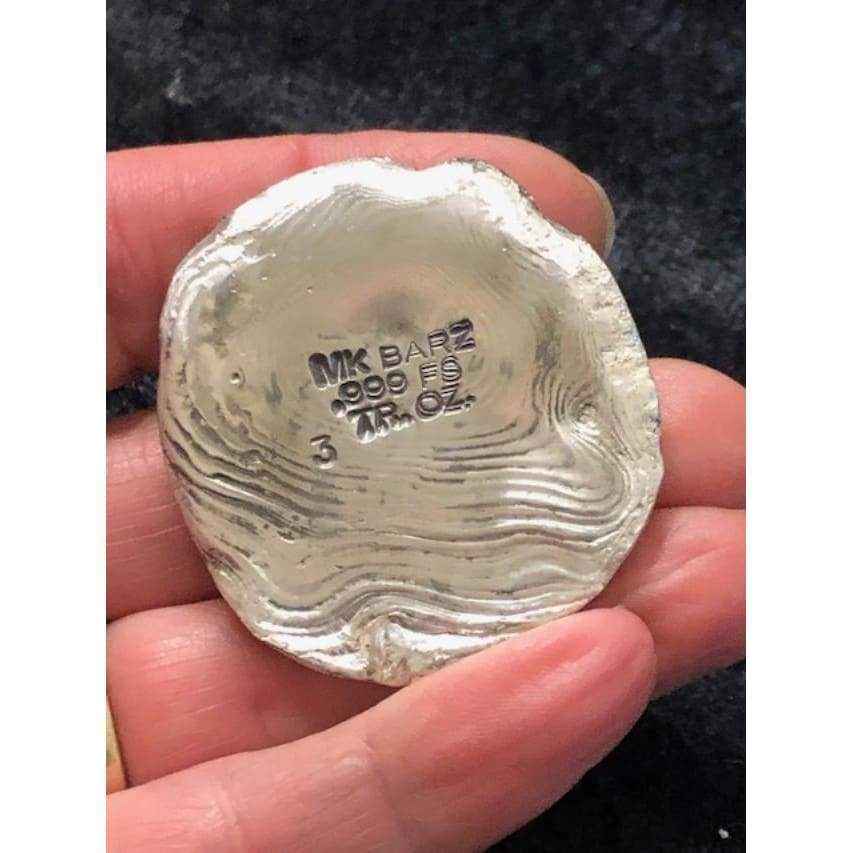 3 Oz MK BarZ Death & Destruction Medal Hand Poured Skull.999 FS