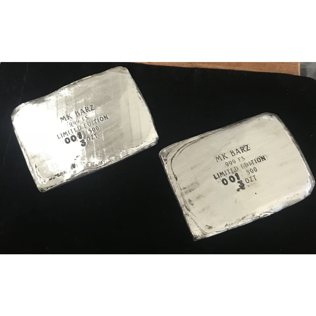 3 Oz MK BarZ Viking Long Ship Bar-RAISED Viking Series LTD - silver bullion