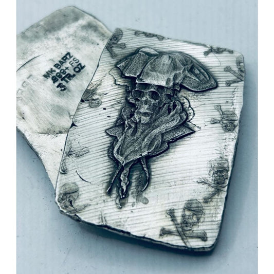 3 Ozt MK BarZ Dead Pirate Captain Skull Bar.999 FS