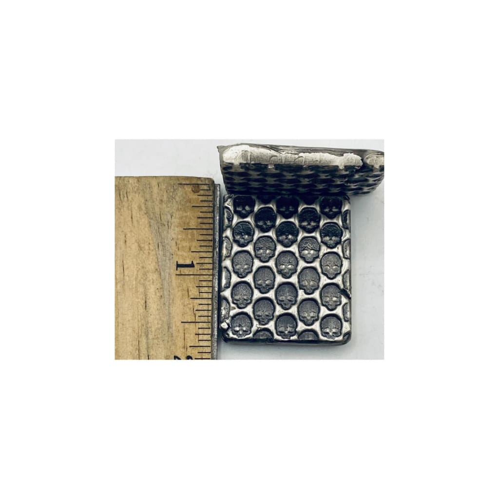 3 Ozt MK BarZ Puzzled Skully Bar.999 Fine Silver