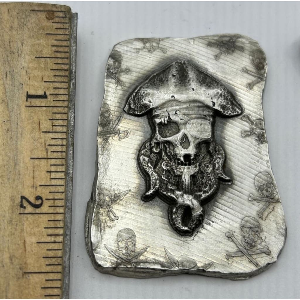 3 Ozt MK BarZ Skally Wag Skull Pirate Bar.999 FS