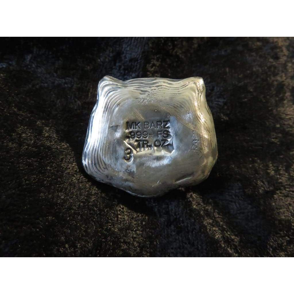 3 Troy Oz. MK BarZ Bear Hand Poured.999 Fine Silver