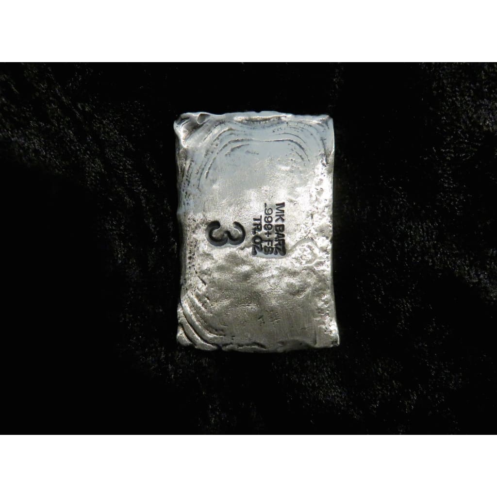 3 Troy Oz. MK BarZ Pirate Captain Stamped Wafer LTD.999 Fine Silver