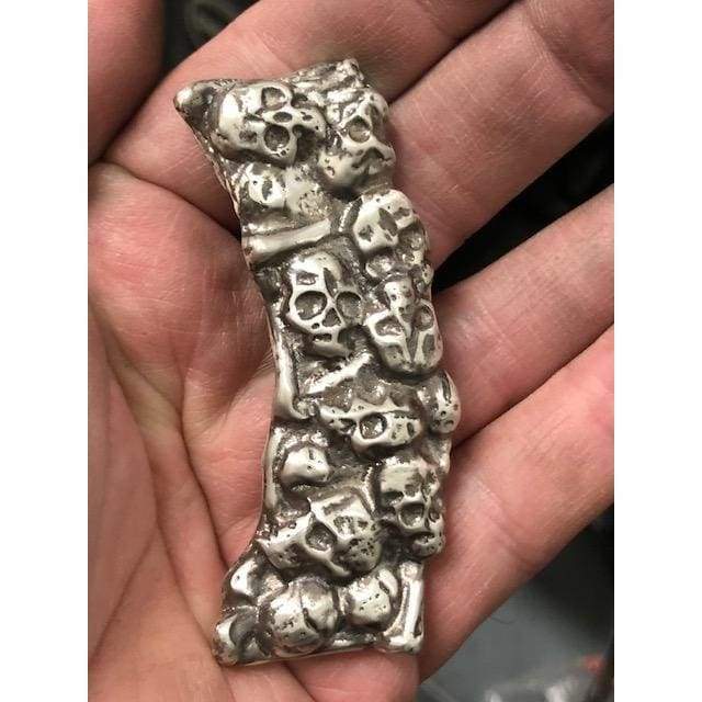 3 Troy Oz MK BarZ Stacked Skulls Sand Cast.999 FS