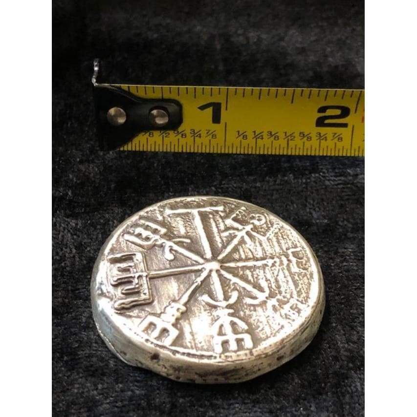3 Troy Oz MK BarZ Vegvísir Viking Symbols Hand Poured Round.999FS
