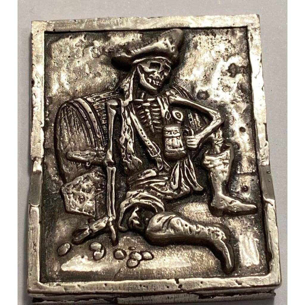 @4.2 Oz MK BarZ Pirate’s Last Rum 2D High Relief Sand Cast Bar.999 Fine Silver