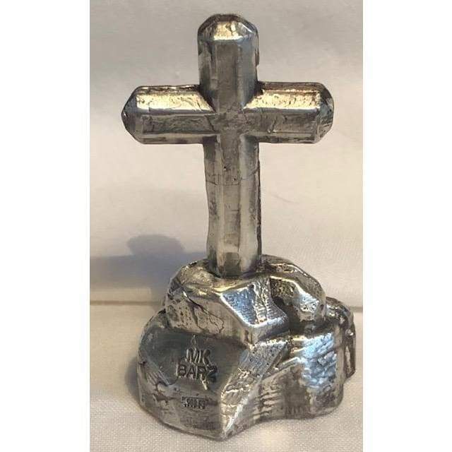 4.75 Ozt MK BarZ Rocky Peak Cross 2 Part Mold Cast.999 Fine Silver - silver bullion