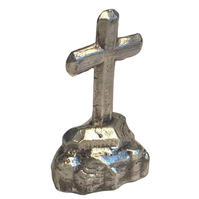 4.75 Ozt MK BarZ Rocky Peak Cross 2 Part Mold Cast.999 Fine Silver - silver bullion