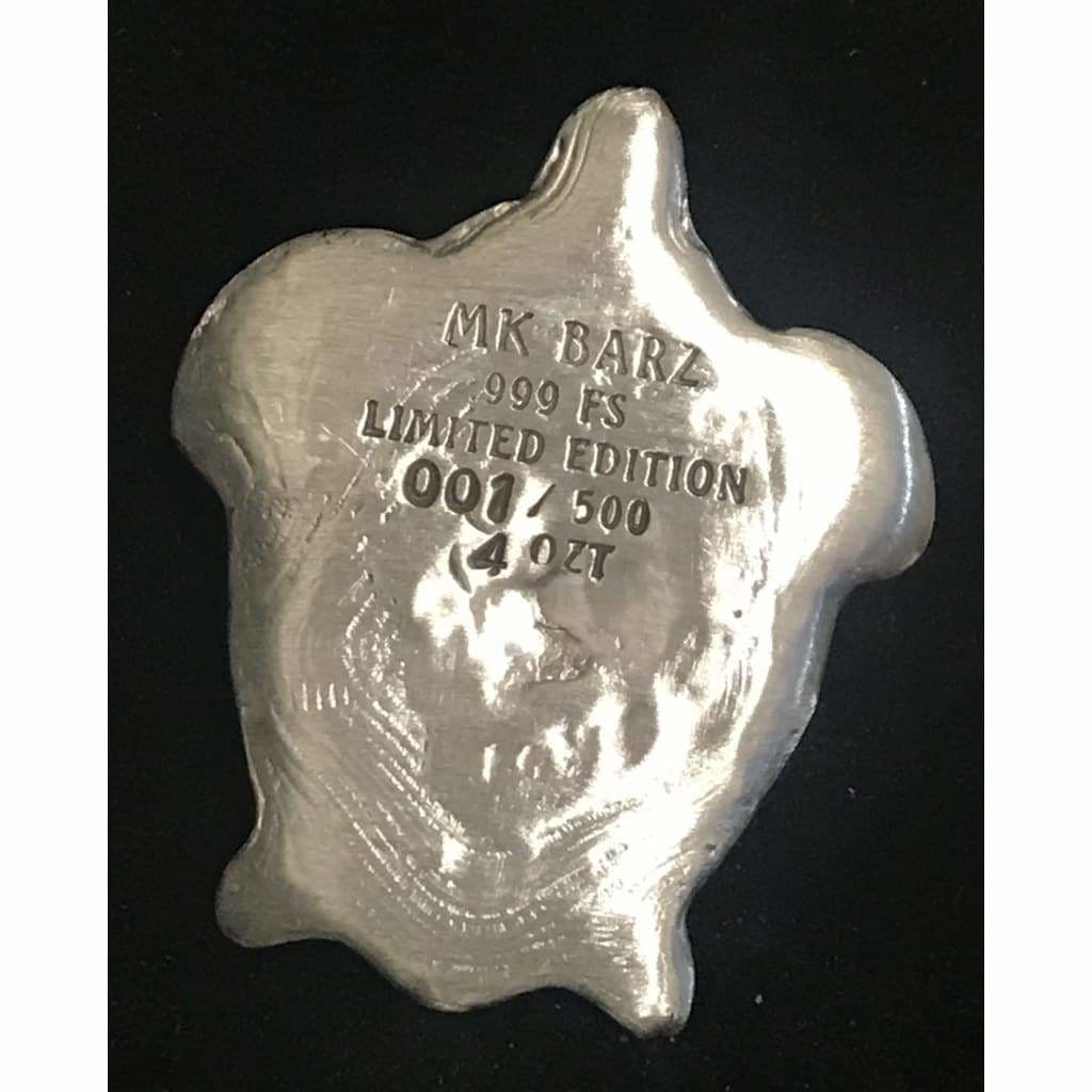 4 Oz MK BarZ Tortoise Hand Poured.999 Fine Silver