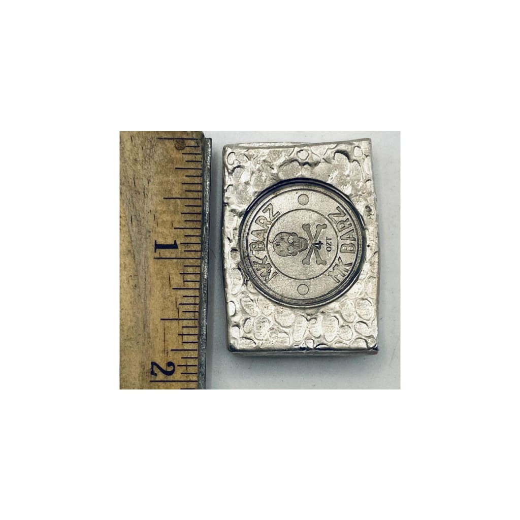 4 Ozt MK BarZ MK BarZ Logo Hammered Bar.999 Fine Silver