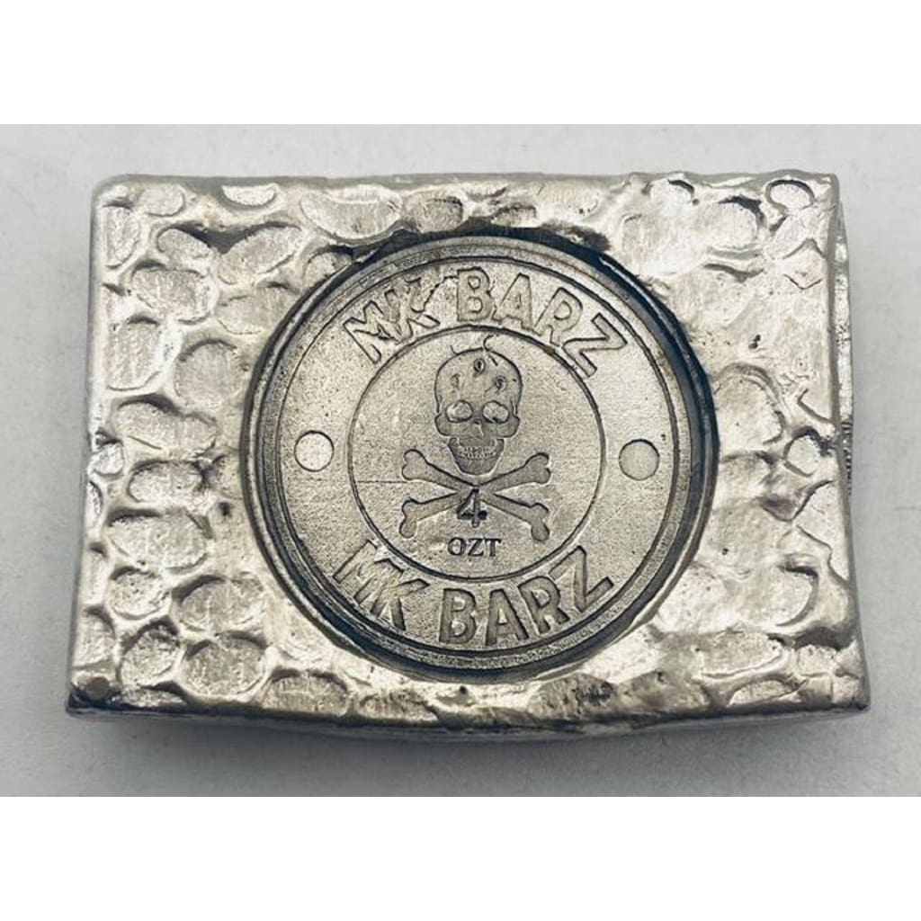 4 Ozt MK BarZ MK BarZ Logo Hammered Bar.999 Fine Silver