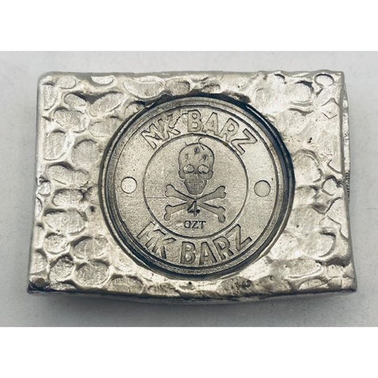 4 Ozt MK BarZ MK BarZ Logo Hammered Bar.999 Fine Silver