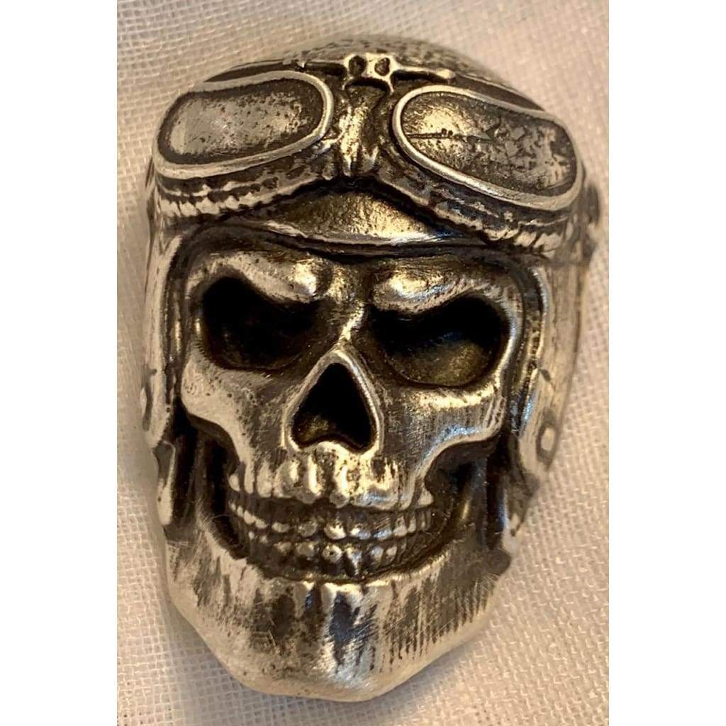 4 Troy Oz. MK BarZ Skully Squadron Pilot Sand Cast.999 FS