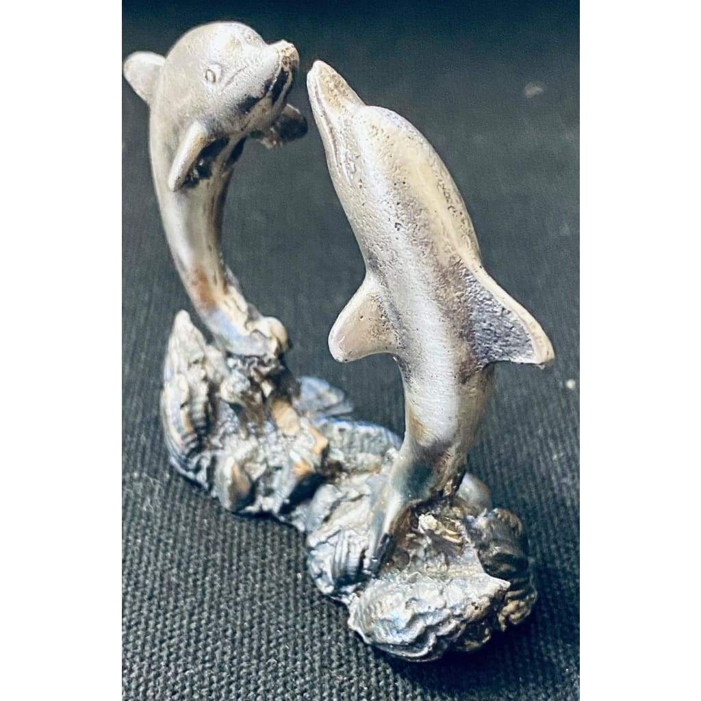 @5.2 Ozt. MK BarZ Dolphin Love Art Statue 3D Sand Cast.999 Fine SIlver