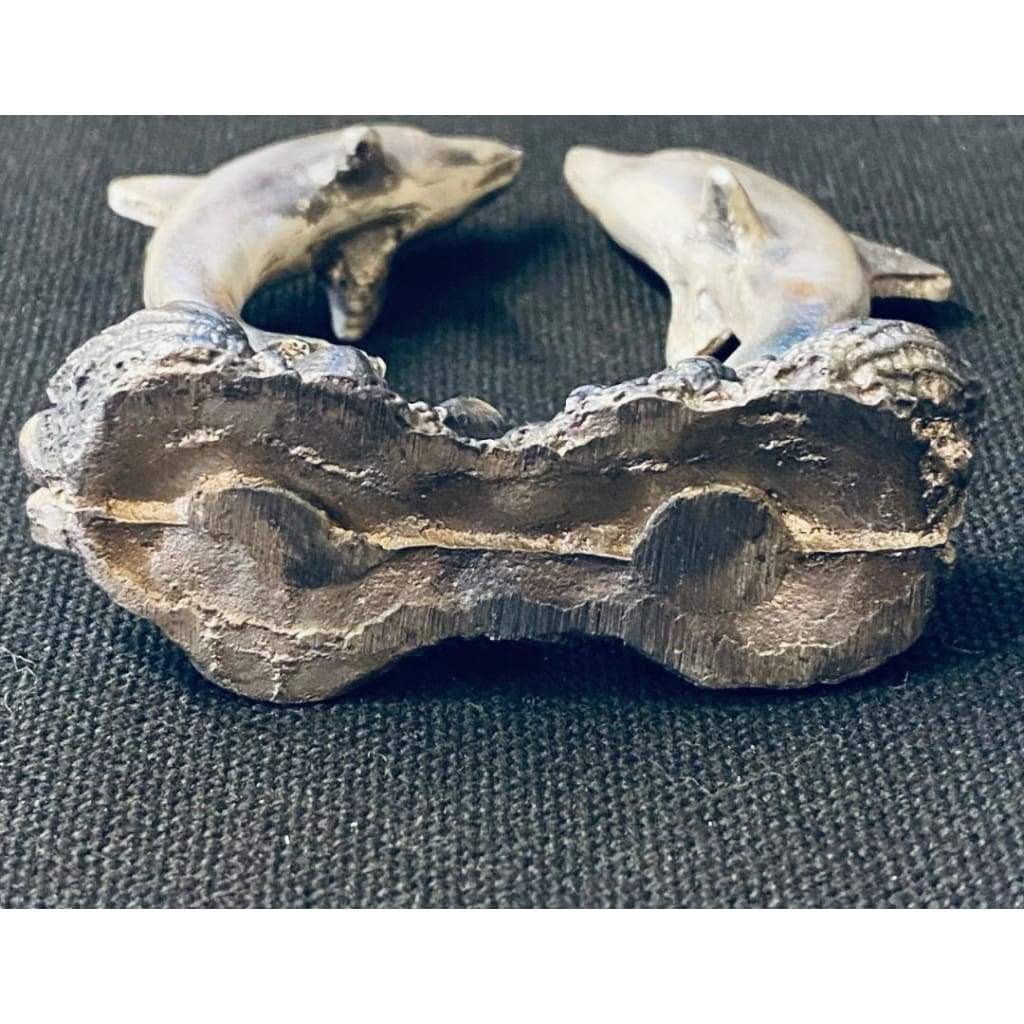 @5.2 Ozt. MK BarZ Dolphin Love Art Statue 3D Sand Cast.999 Fine SIlver