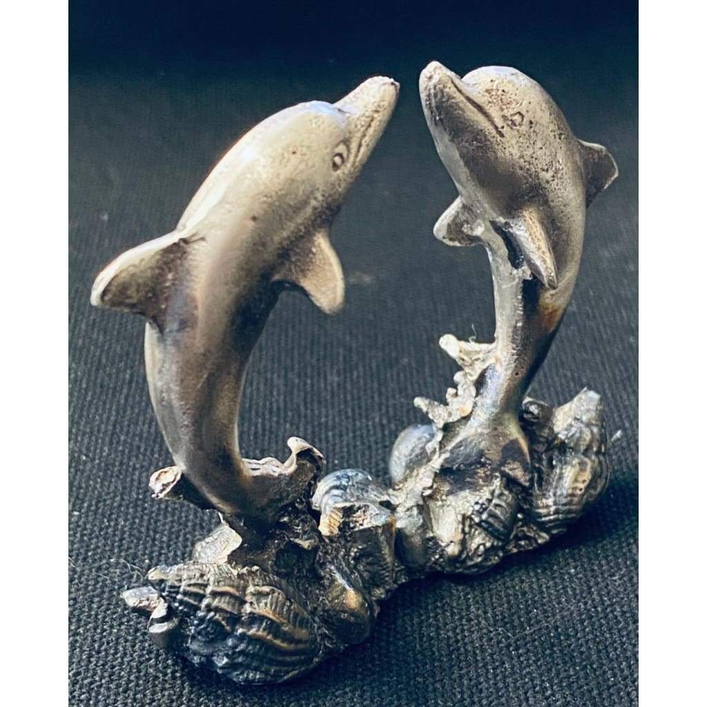 @5.2 Ozt. MK BarZ Dolphin Love Art Statue 3D Sand Cast.999 Fine SIlver