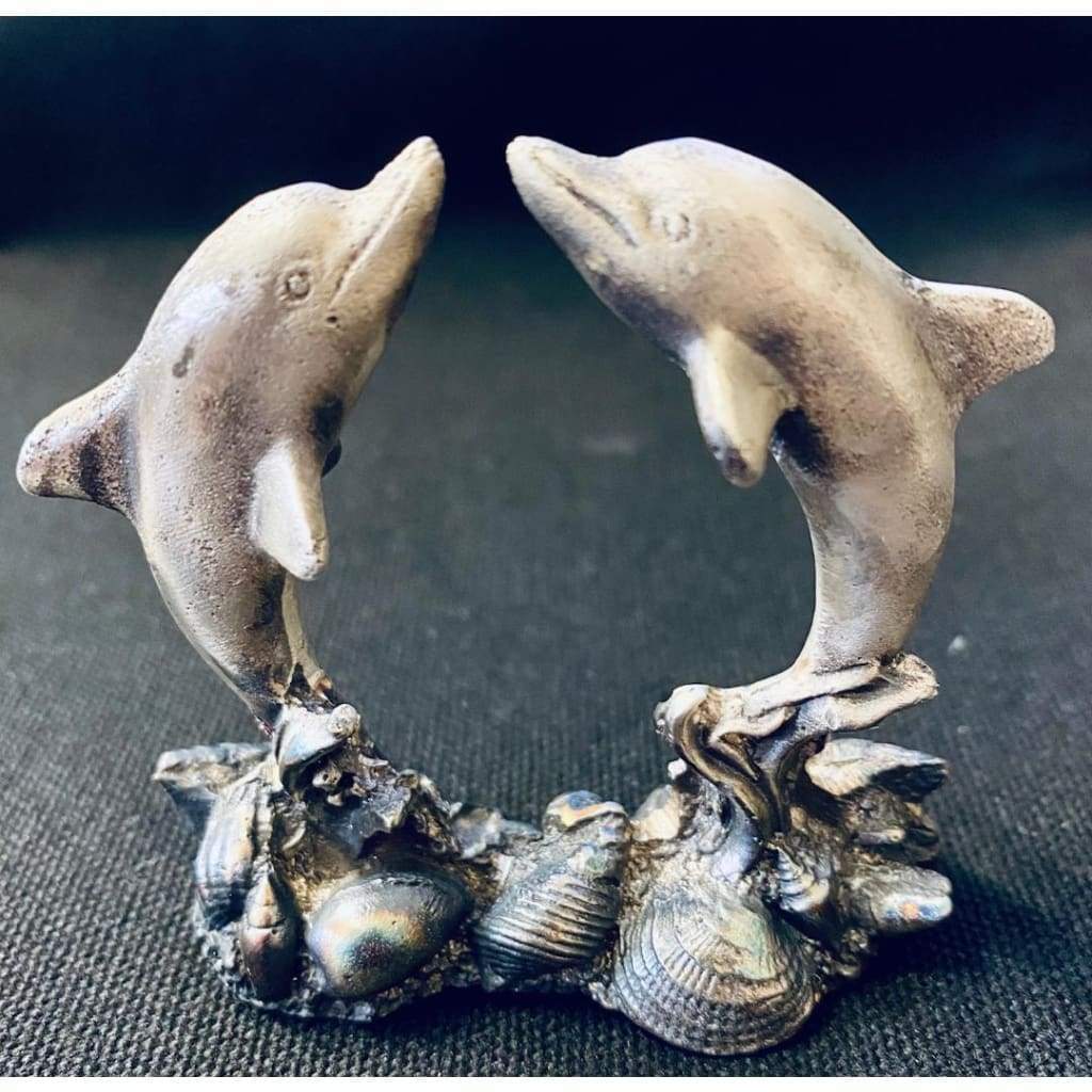 @5.2 Ozt. MK BarZ Dolphin Love Art Statue 3D Sand Cast.999 Fine SIlver