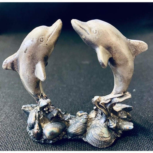 @5.2 Ozt. MK BarZ Dolphin Love Art Statue 3D Sand Cast.999 Fine SIlver