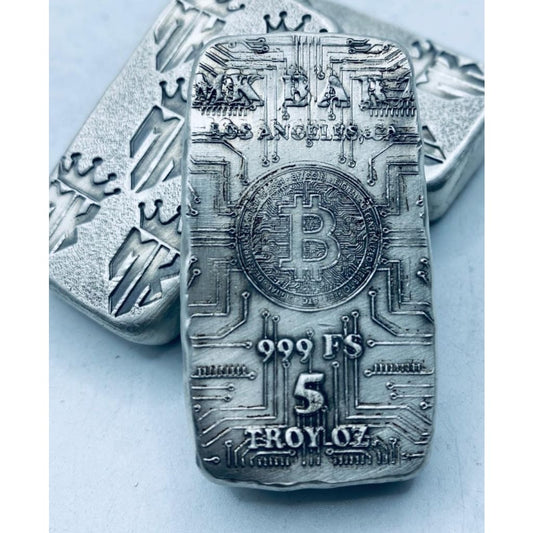5 Ozt MK BarZ Bitcoin Monogrammed Weight Bar.999 Fine Silver