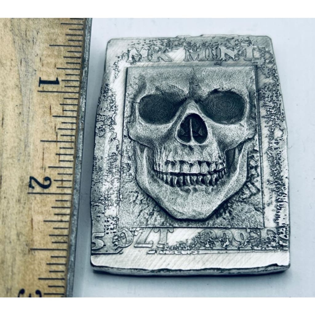 5 Ozt MK BarZ Eligor the Evil Skull Bar.999 FS