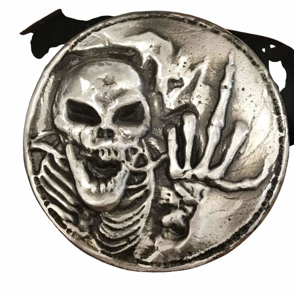 5 ozt MK BarZ F.U. Skull Round Hand Poured.999 FS LTD