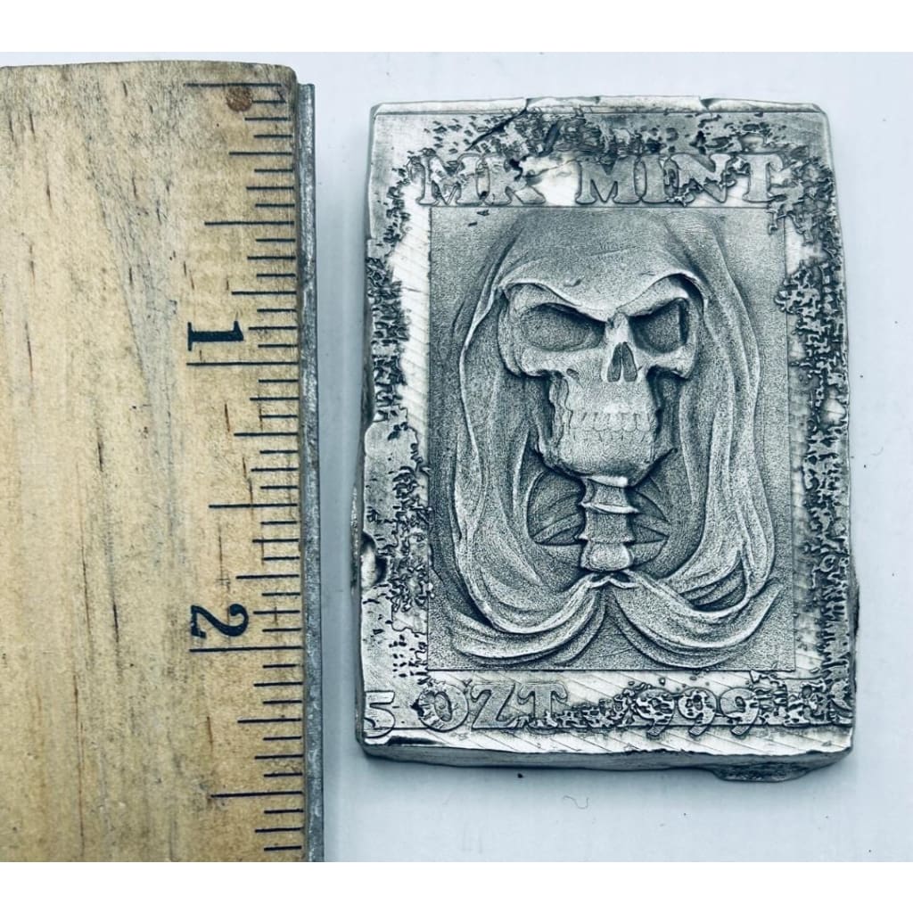 5 Ozt MK BarZ Grave Digger Skull Bar.999 FS