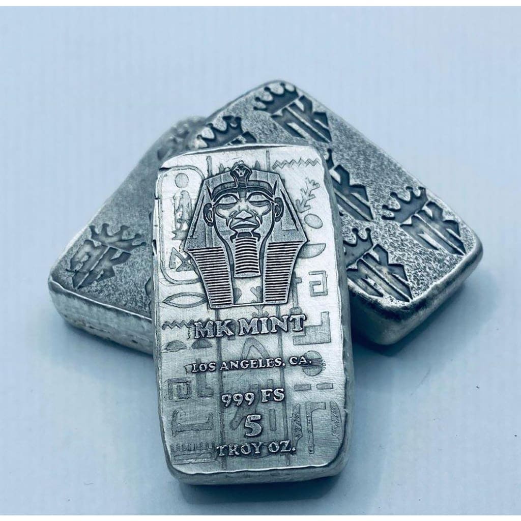 5 Ozt MK BarZ Pharaoh Monogrammed Weight Bar.999 Fine Silver