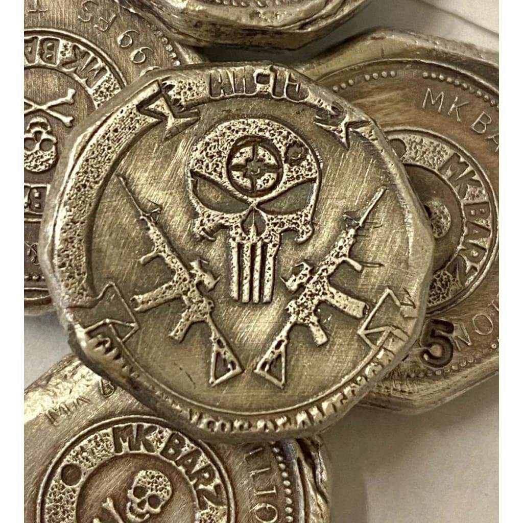 .5 Ozt MK BarZ Punisher-Anarchy-Fractional Round Stamped.999 Fine Silver - silver bullion