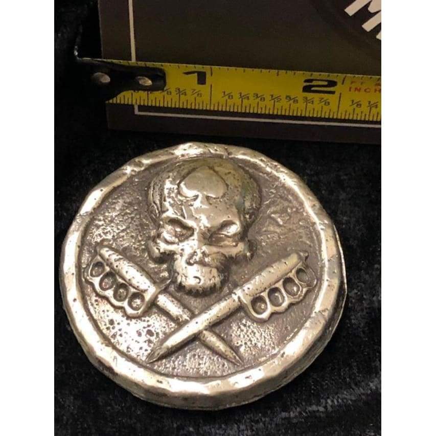 5 Ozt MK BarZ Spades of Death Hand Poured Skull LTD.999 FS