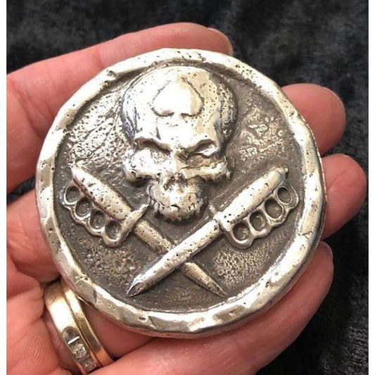 5 Ozt MK BarZ "Spades of Death" Hand Poured Skull LTD .999 FS - MK BARZ AND BULLION