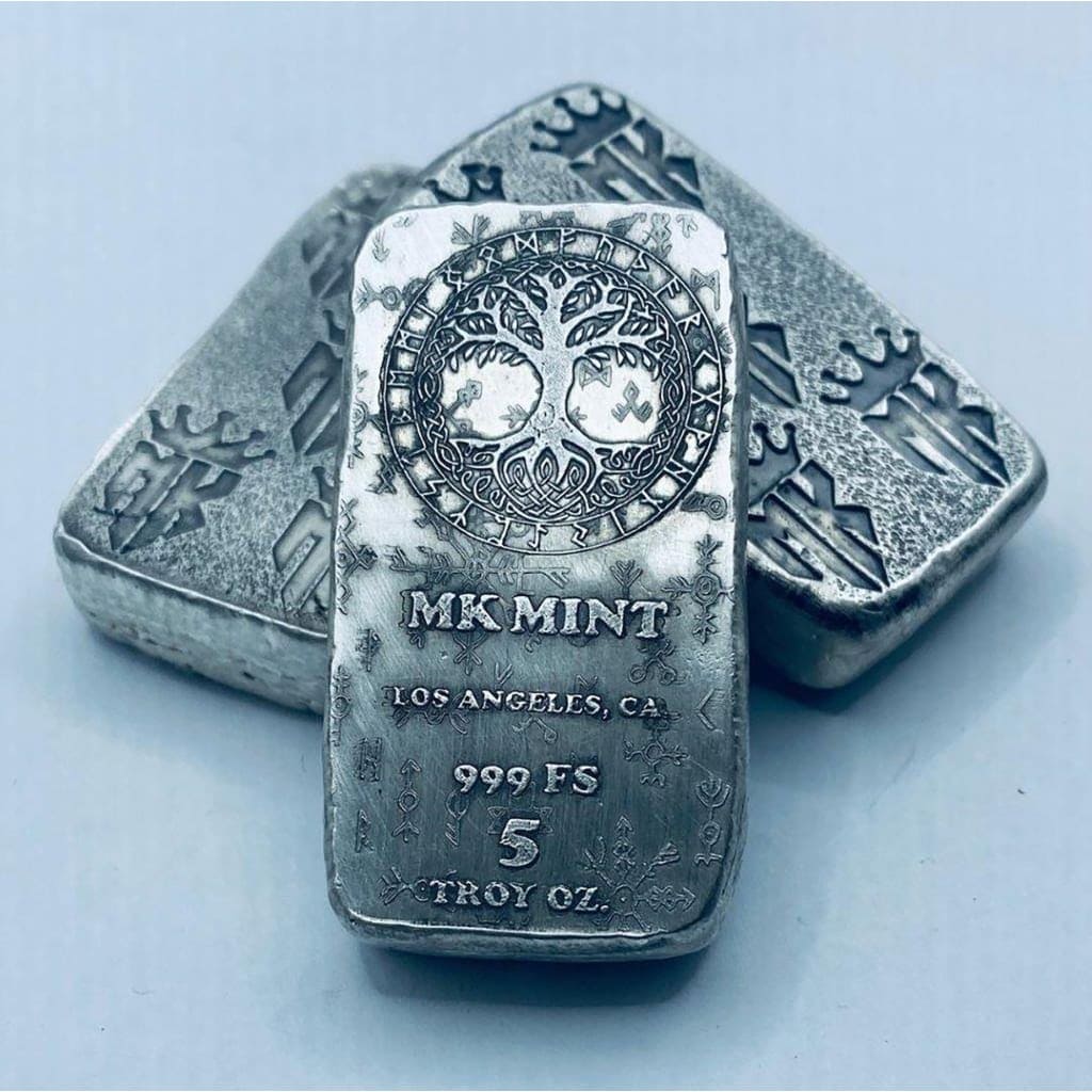 5 Ozt MK BarZ Tree of Life Monogrammed Weight Bar.999 Fine Silver