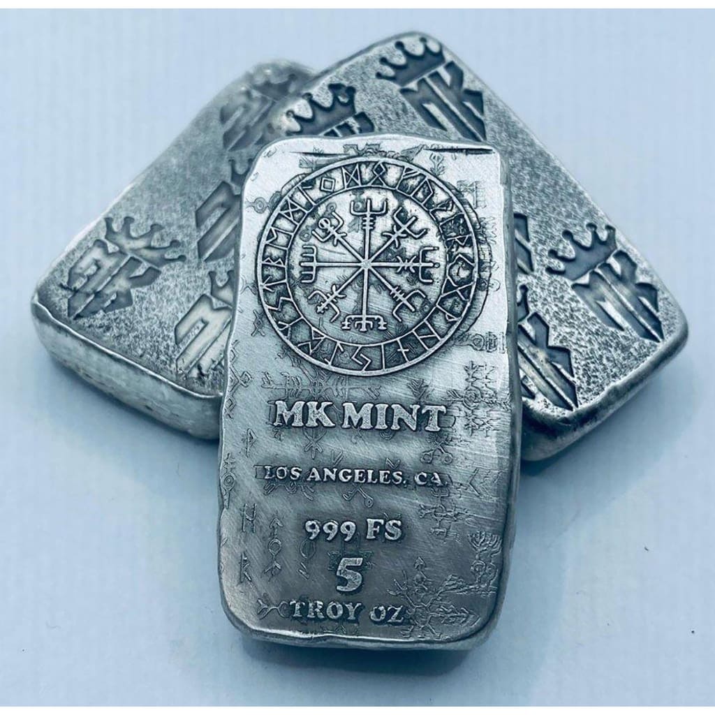 5 Ozt MK BarZ Vegisir Monogrammed Weight Bar.999 Fine Silver