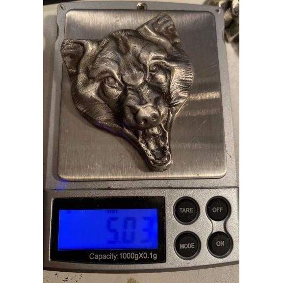 5 Troy Oz. MK BarZ Wolf Attack Hand Poured.999 Fine Silver