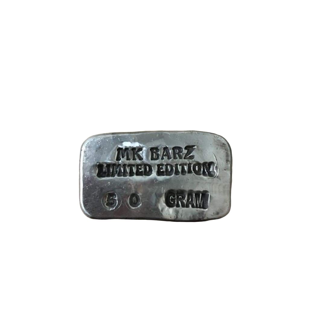 50 GRAM MK BARZ LIMITED EDITION Stamped BAR.999 FINE SILVER-Fractional Series