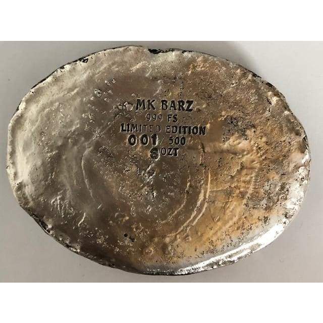 8 Oz MK BarZ "Serpent Victory Skull" LTD Sand Cast .999 Fine Silver - MK BARZ AND BULLION