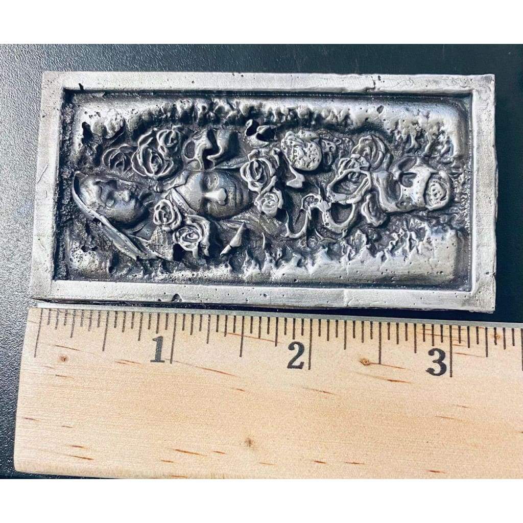 @9.1 Oz MK BarZ Garden of Death Sand Cast Art High Relief.999 Fine Silver