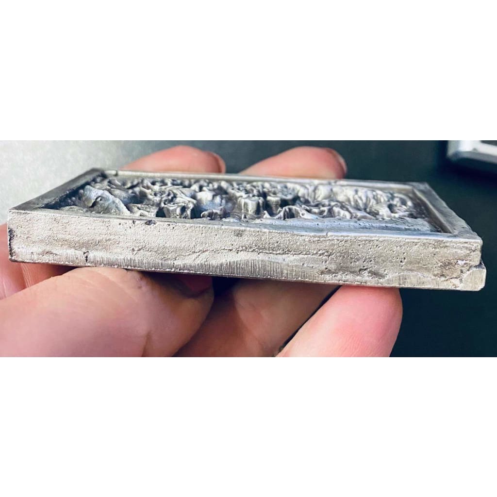 @9.1 Oz MK BarZ Garden of Death Sand Cast Art High Relief.999 Fine Silver
