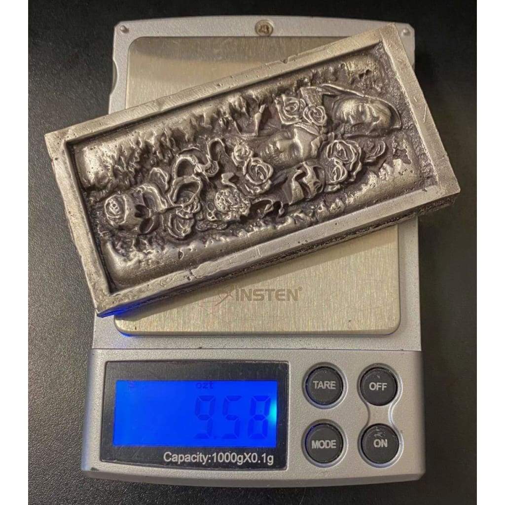 @9.1 Oz MK BarZ Garden of Death Sand Cast Art High Relief.999 Fine Silver