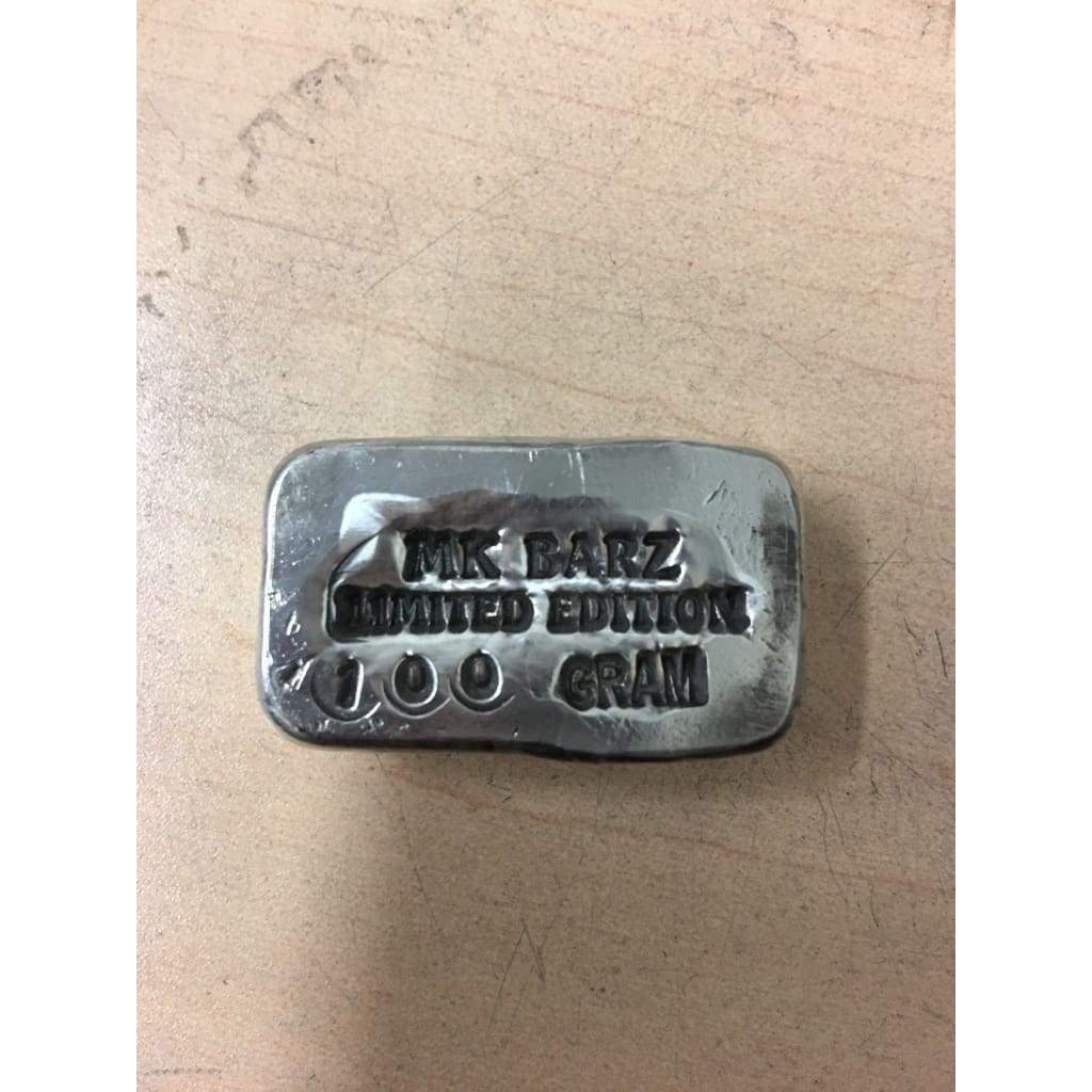 MK BarZ Fractional Series-100 GRAM MK BARZ LOGO Stamped LTD BAR.999 FINE SILVER