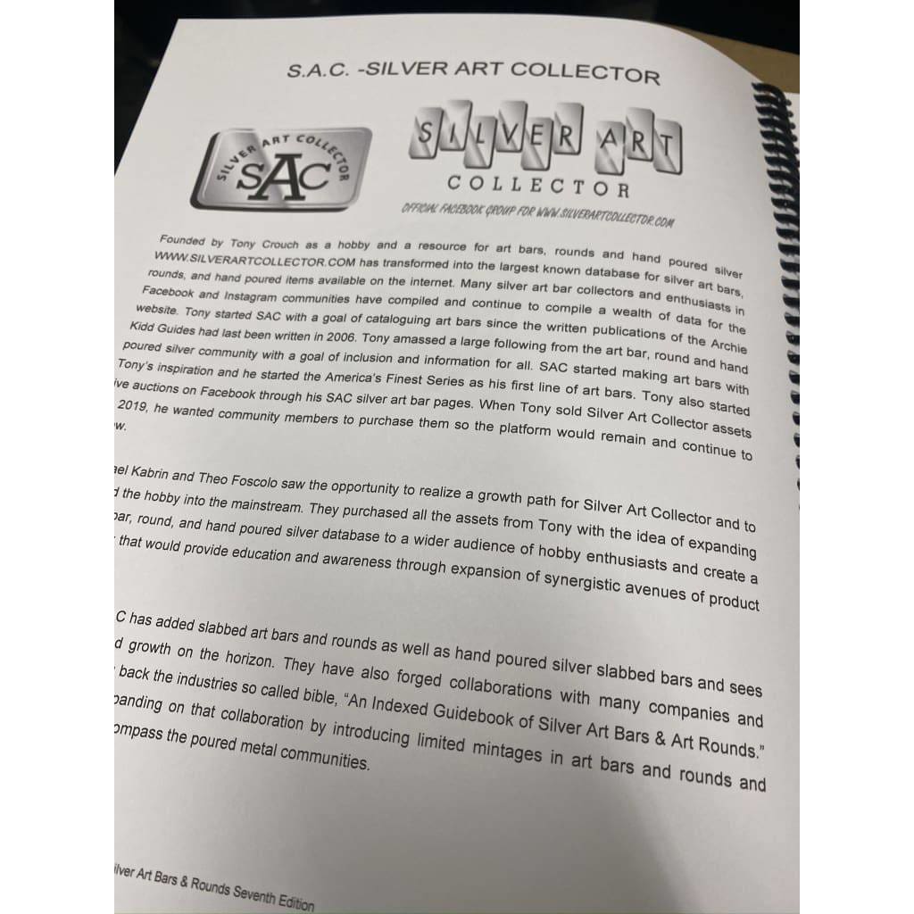 SAC 7th Edition Guide Book of Silver Art Bars & Art Rounds