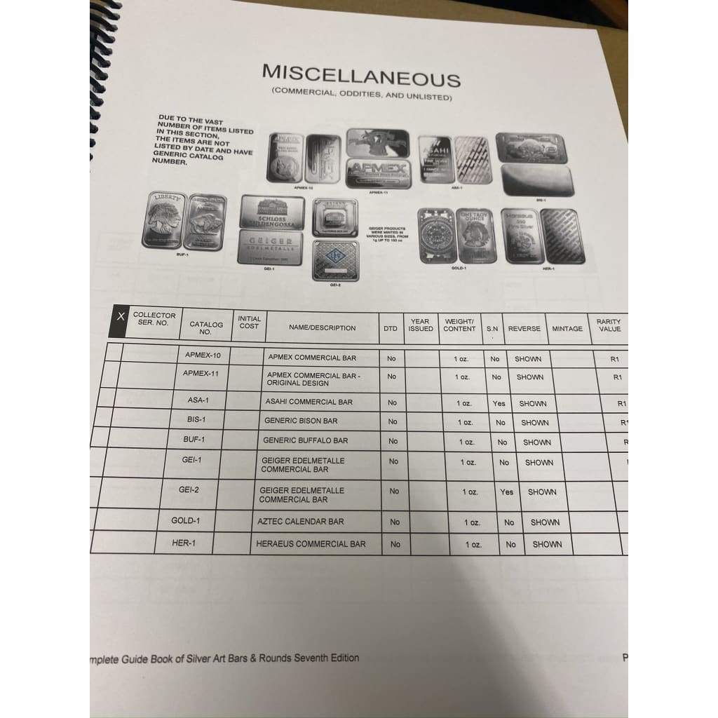 SAC 7th Edition Guide Book of Silver Art Bars & Art Rounds