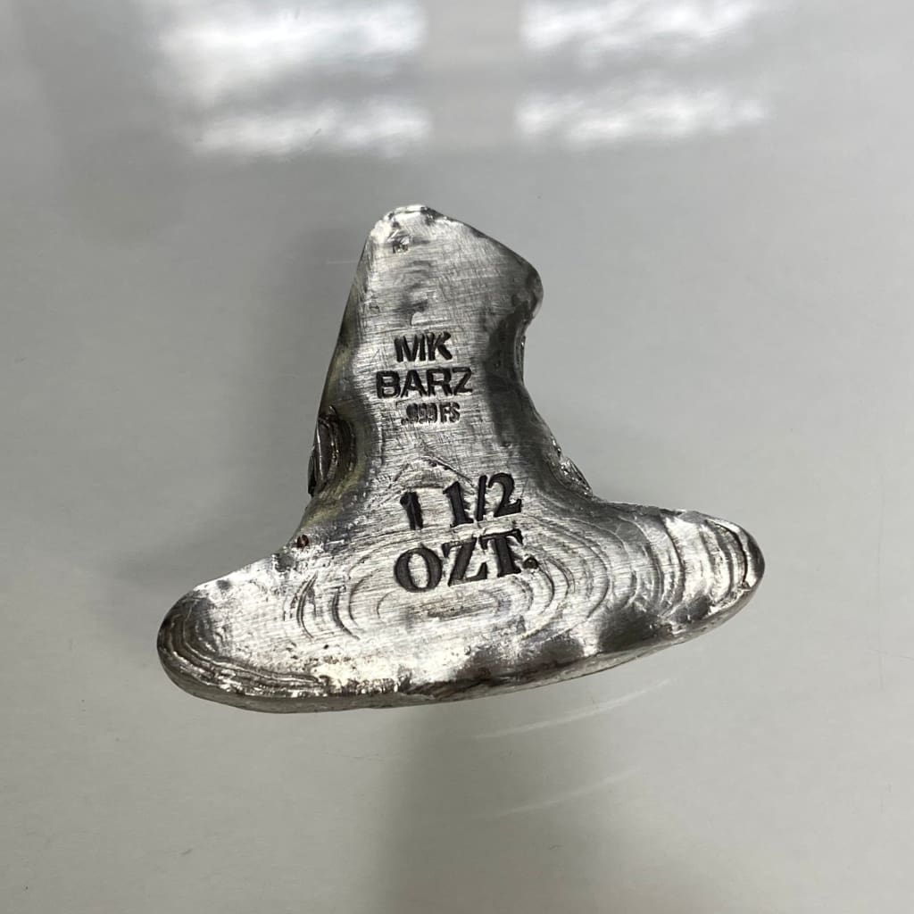 1.5 Troy Oz. MK BarZ Witches Hat Hand Poured.999 Fine Silver