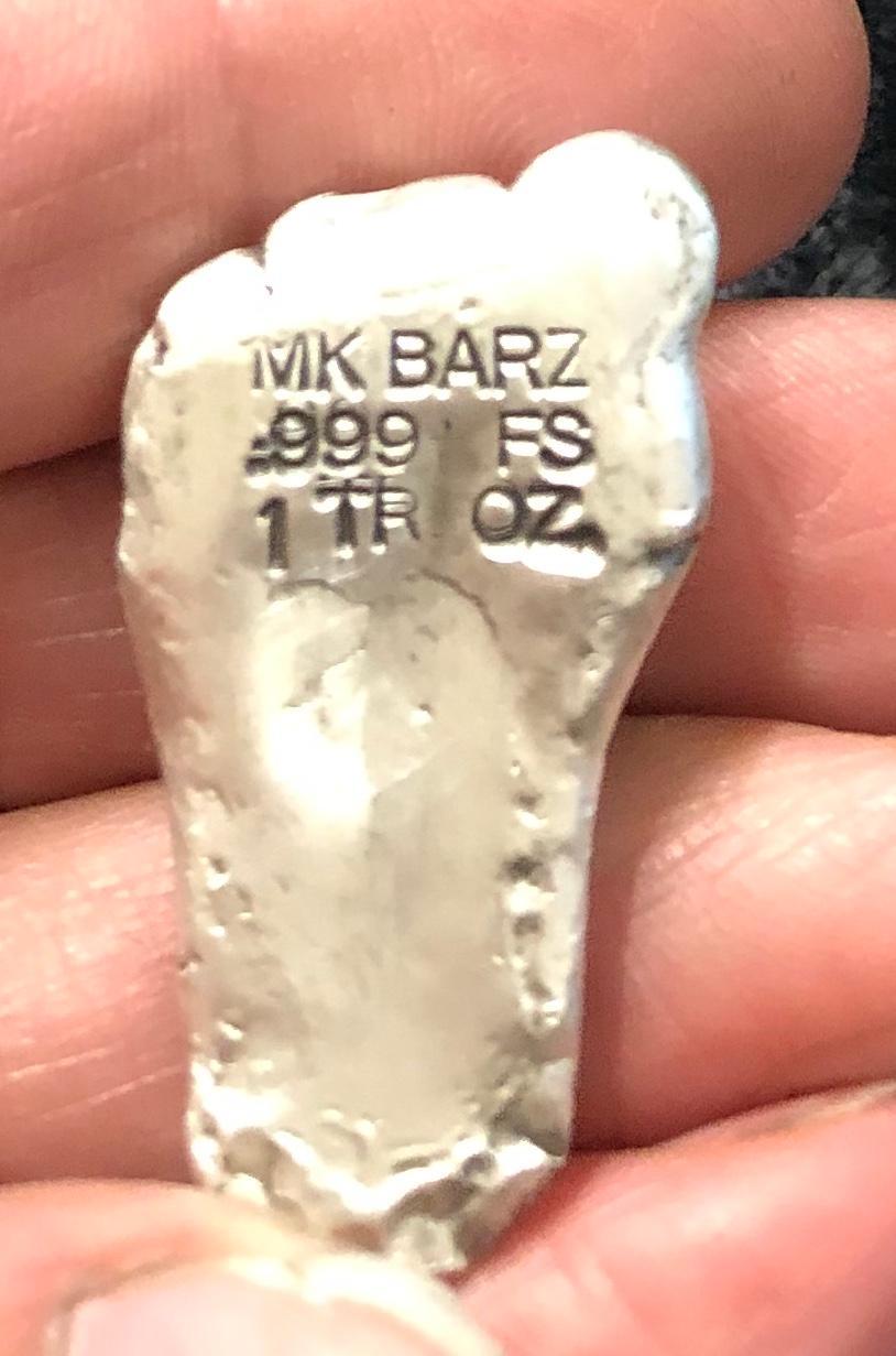 1 Oz MK BarZ "Big Bare Foot" Hand Poured .999 FS - MK BARZ AND BULLION