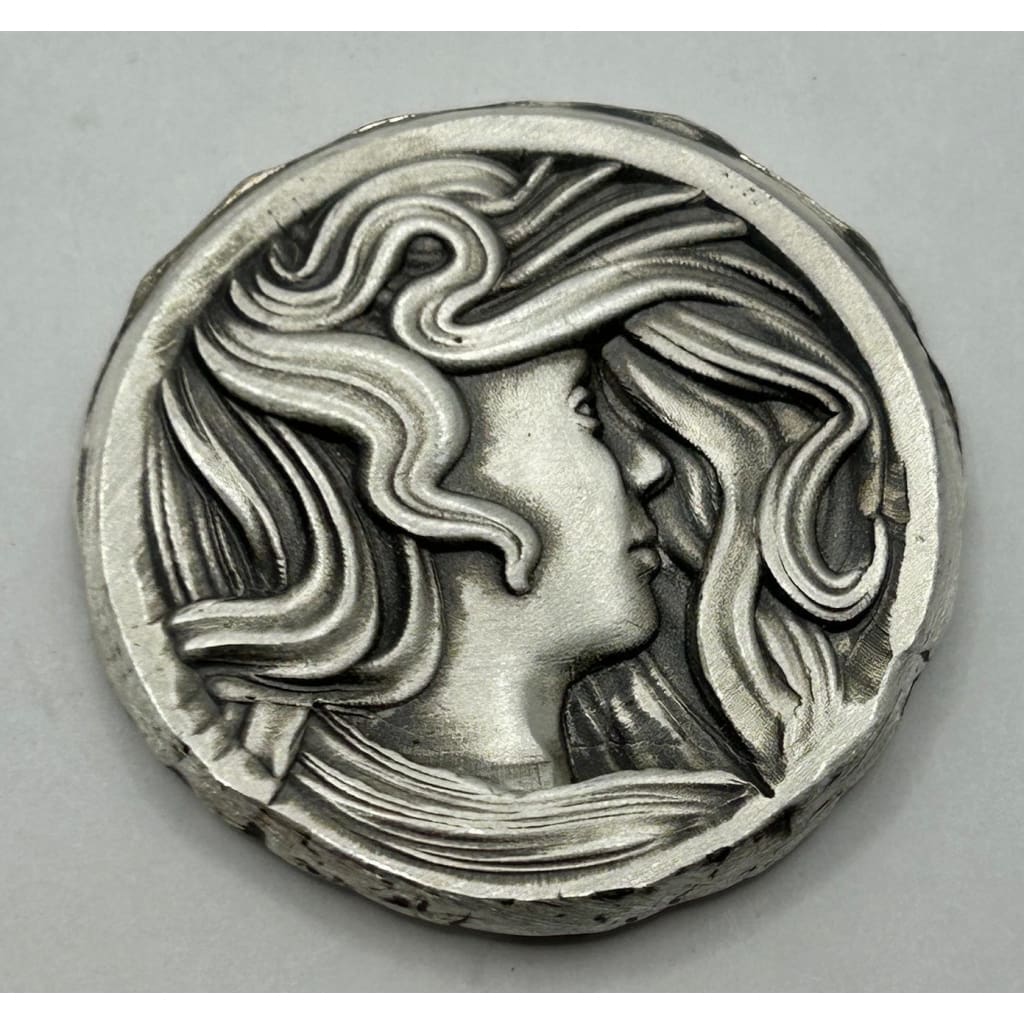 1 oz MK BarZ Majestic Flow Art Nouveau Lady Stamped.999 Fine Silver Bar