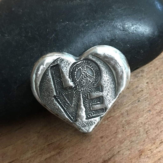 1 Oz MK BarZ Peace & Love Heart Bar - silver bullion