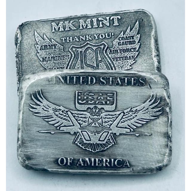 1 Oz MK BarZ U.S. Air Force Military Tribute Stamped Mini Bar.999 FS - silver bullion