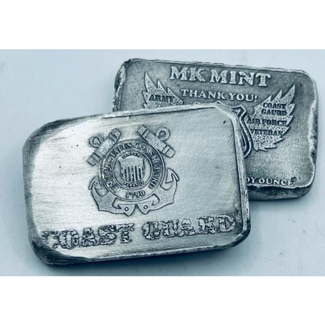 1 Oz MK BarZ U.S. Coast Guard Military Tribute Stamped Mini Bar.999 FS - silver bullion