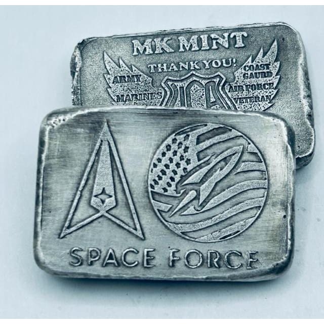 1 Oz MK BarZ U.S. Space Force Military Tribute Stamped Mini Bar.999 FS - silver bullion