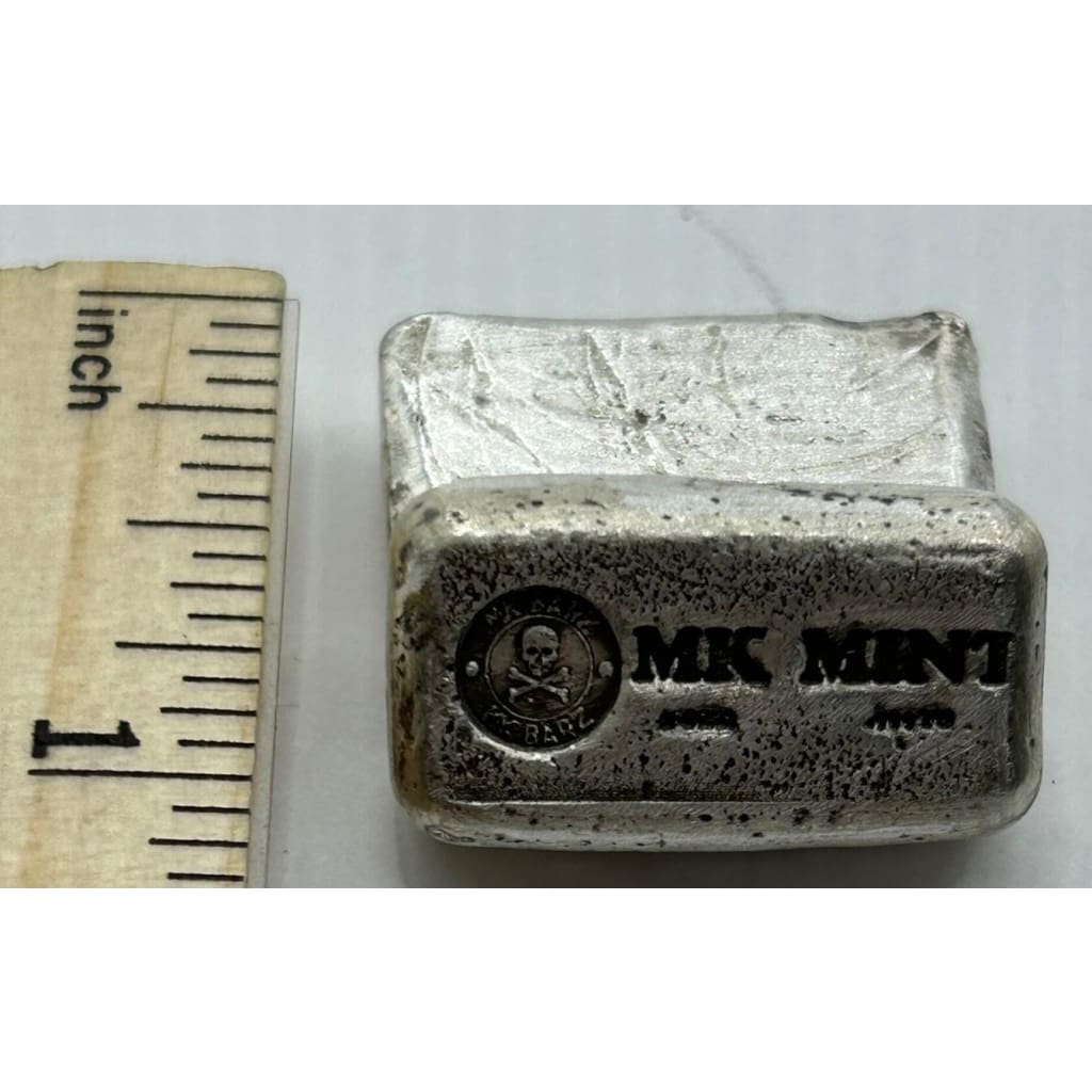 1 Ozt MK BarZ MK BarZ Logo Antiqued Mini Weight Bar.999 Fine Silver