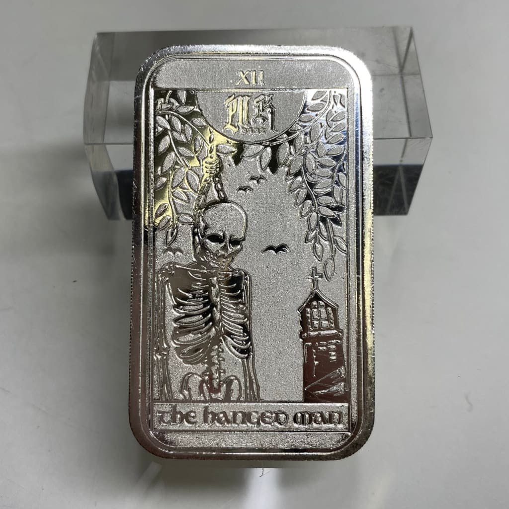 1 Ozt MK BarZ Mint The Hanged Man Tarot Card Art Bar.999 FS